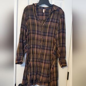 Pilcro Blue and Brown Lcae Back Plaid Shirt